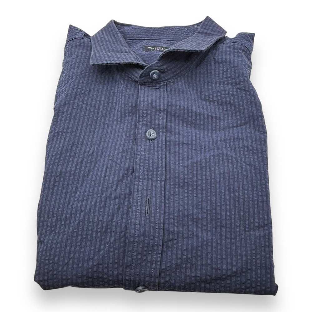 Proper Cloth Print Button Up Shirt Short Sleeve Mens's Size 17.5 Cotton